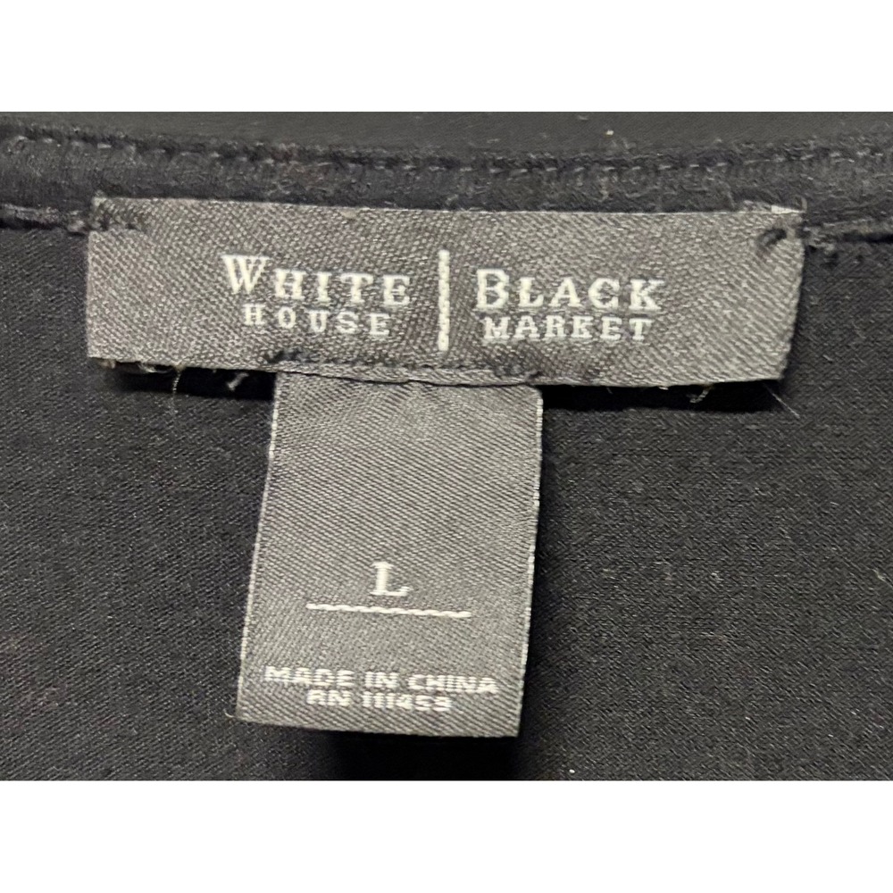 White House Black Market Black Ruffle Tiered Tank Top White Trim Large Y2K Work - Picture 4 of 7